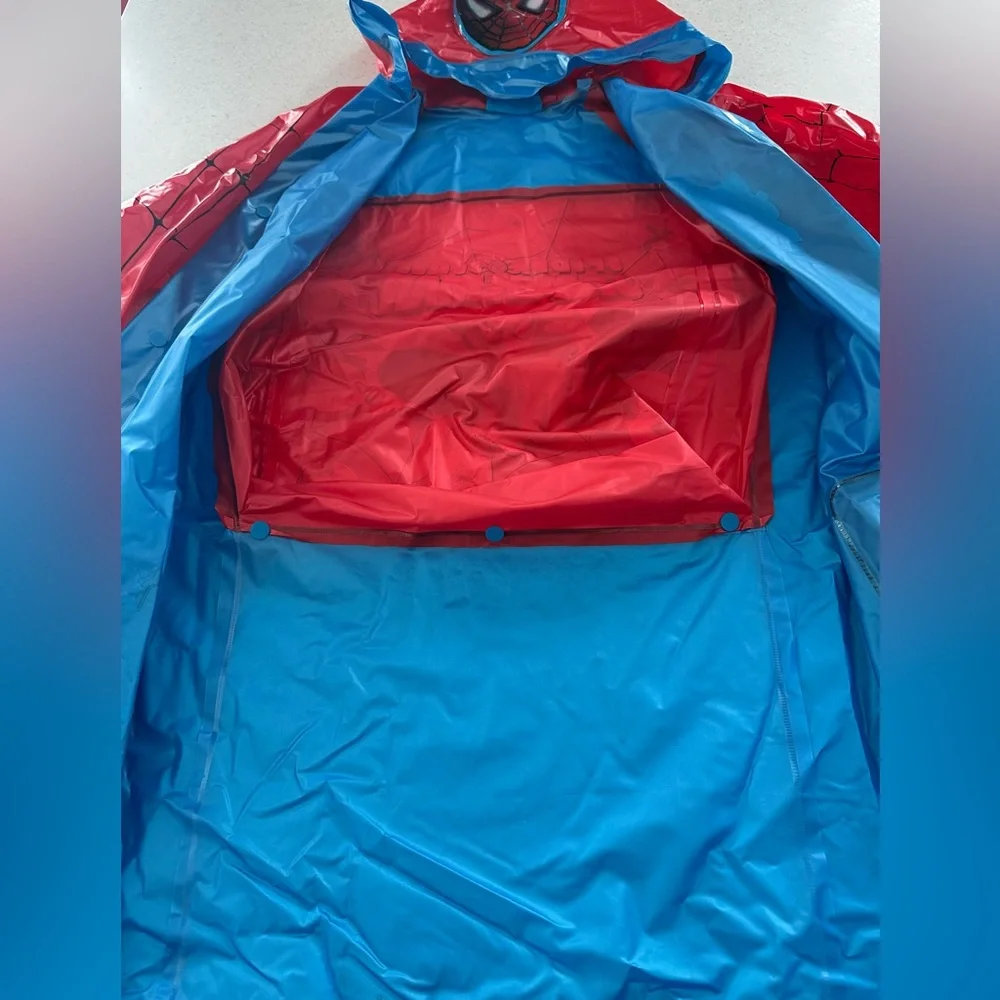Spider-Man Rain Jacket / Slicker. Room to wear backpack under the Jacket…